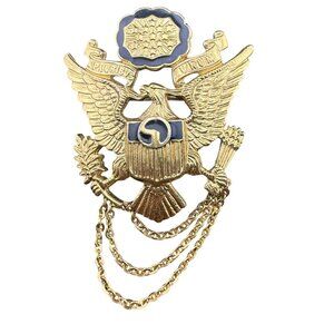 United States Eagle Badge‎ With E Pluribus Unum Banner Gold & Blue Enamel